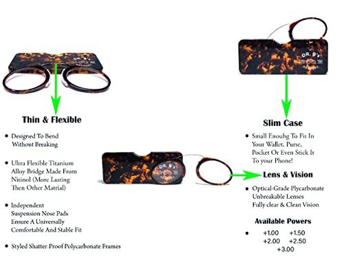 DR. B\'s Readers DR. B\'s Readers Nose Clip Reading Glasses | Universal Pod Case for Men & Women | Reduce Eye Strain & Fatigue | Lightweight Clear & Scratch Resistant Presbyopic Eyeglasses Reader(Tortoise shell +1.00)