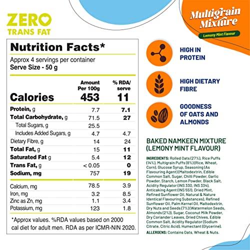 FIT & FLEX Fit & Flex Multigrain Mixture Extra Baked Namkeen and Healthy Snacks Zero Cholesterol High Dietary Fibre All-time Party Tasty Crunchy Snack Lemony Mint - Pack of 1, 180gm