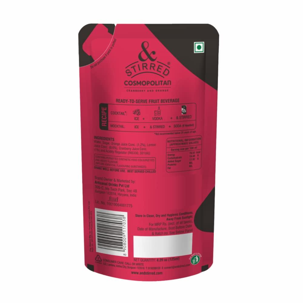 &STIRRED COCKTAIL MIX &Stirred Cocktail Mix - Assorted Pack for Vodka, Rum & Tequila Cocktail Mixer (Combo Pack of 8) Made with Real Fruits No Preservatives / No Artificial Sweeteners Makes 8 Drinks