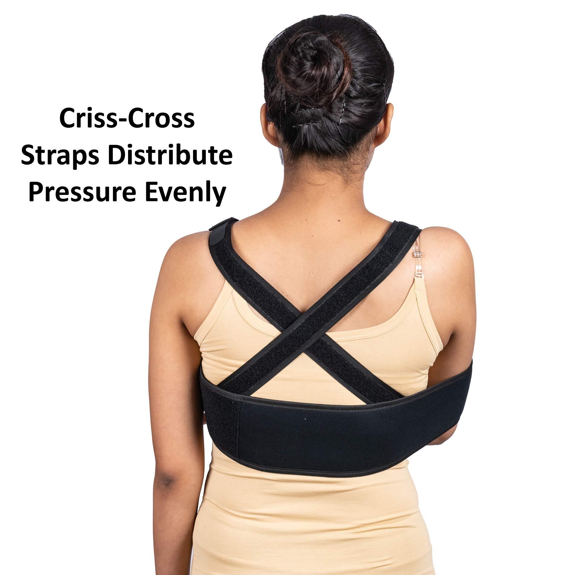 Wonder Care Arm Sling Shoulder Brace - Best Fully Adjustable Rotator Cuff and Elbow Support - Includes Immobilizer Band for Quick Recovery - for Men and Women (42\"-54\")