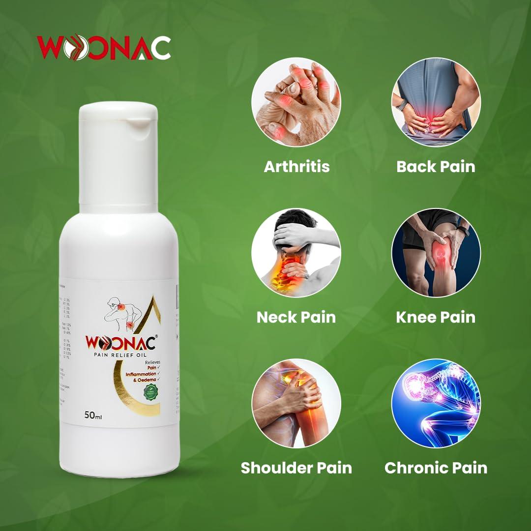 WOONAC Woonac Ayurvedic Body Pain Relief Oil - 50ml | Quick & Long-Term Relief for Arthritis, Joint, Back Strengthens Nerves & Muscle Pain