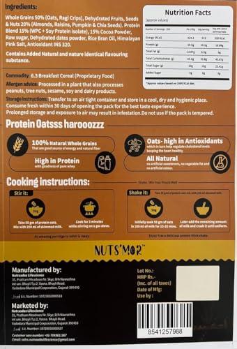 NUTS\'MOR NUTS\'MOR Cocoa & Almonds Protein Oats Oats, Almonds, Seeds,Cocoa | High Protein & Fibre | No Processed Sugar & Preservatives | Vegan | Healthy Snack & Breakfast Cereal