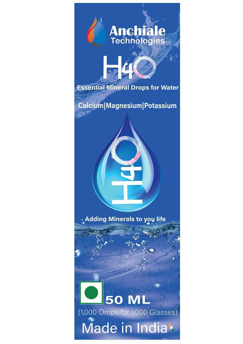 H4O H4O: (Pack of 4)TDS enhancing mineral drops for RO water. Say goodbye to fatigue and body aches. Great Alternative to Calcium, Magnesium and Potassium Tablets. Essential Minerals for 1000 glasses of water.
