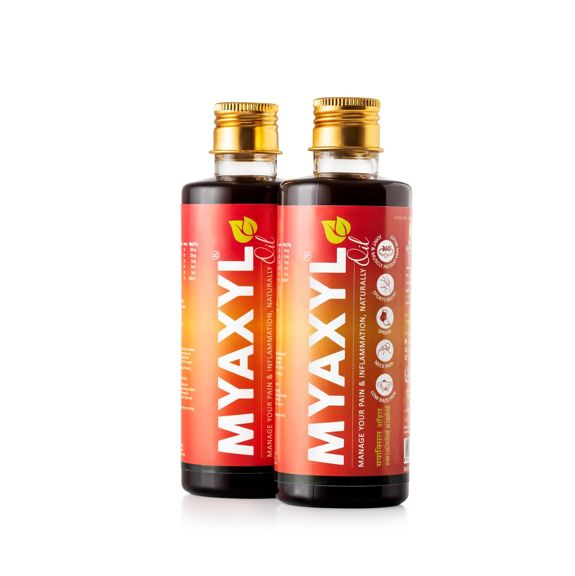 KERALA ayurveda Kerala Ayurveda Myaxyl Oil - 200 ml | Ayurvedic Medicine Pain Relief from Joint, Muscle, Knee, Heel & Back | Ideal for Flexible Joint & Neck | Helps Ease Pain (pack of 2)