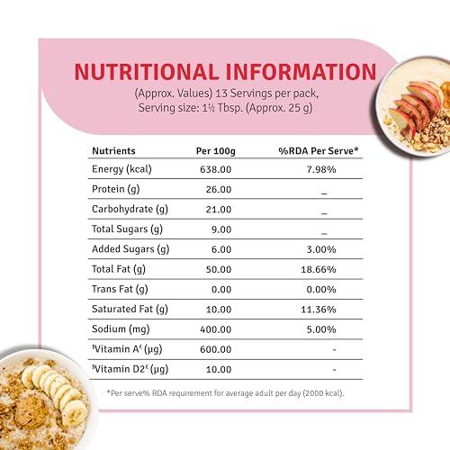 VEEBA Veeba Peanut Butter Creamy | Smooth | High Protein | Naturally Gluten Free | Vegan | Trans Fat Free | No Added Preservatives | Added Calcium, Iron, Vitamin A & D | No Added Colour & Flavour | Non GMO | 340 g