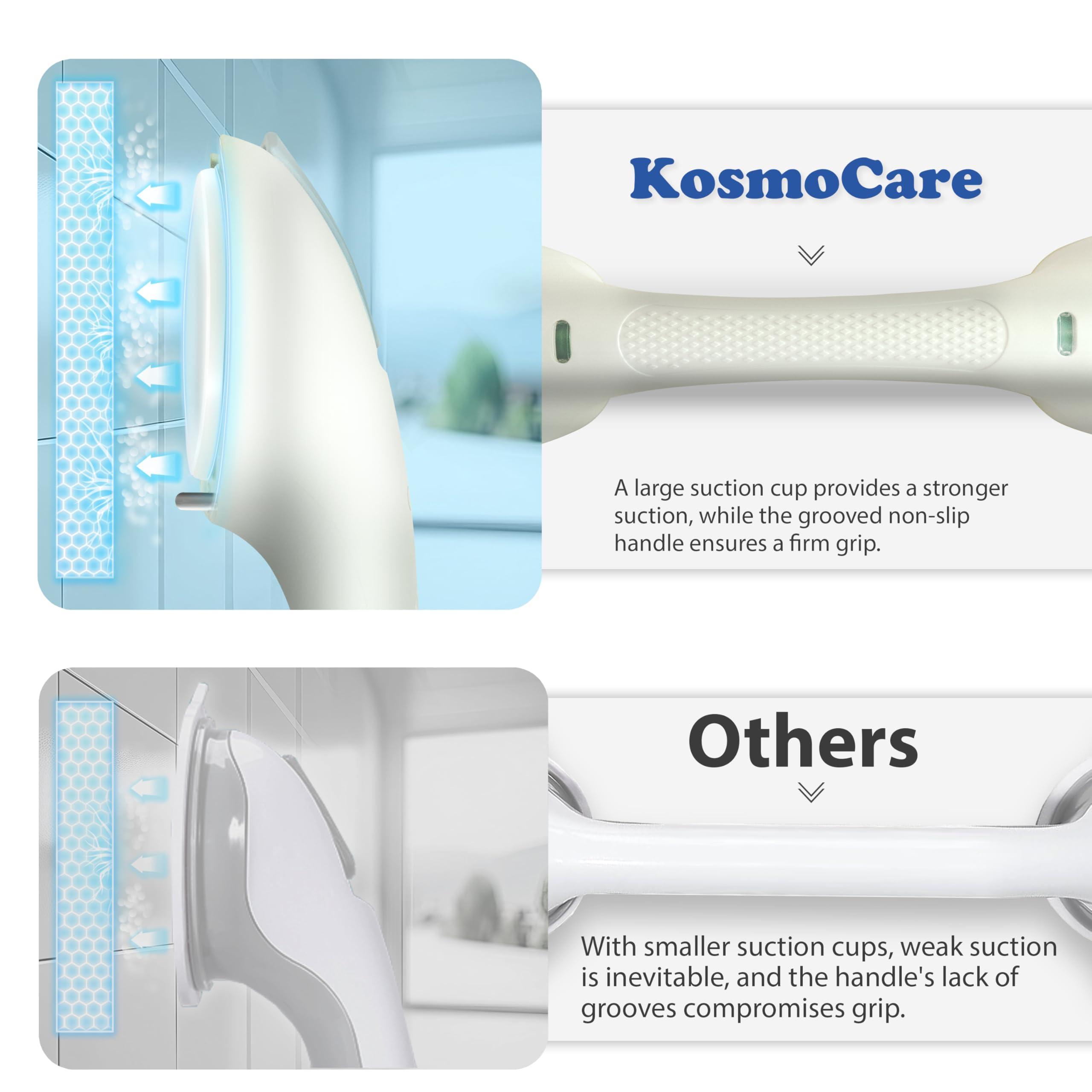 KosmoCare KosmoCare Suction Grab Bar | 17 Inch Tool-Free Shower Handle |Safety Suction Grab Bars with Indicator |Portable Safety Rail for Elderly, Handicap, Seniors | Suction Grip for Bathroom & Bathtubs (Blue)