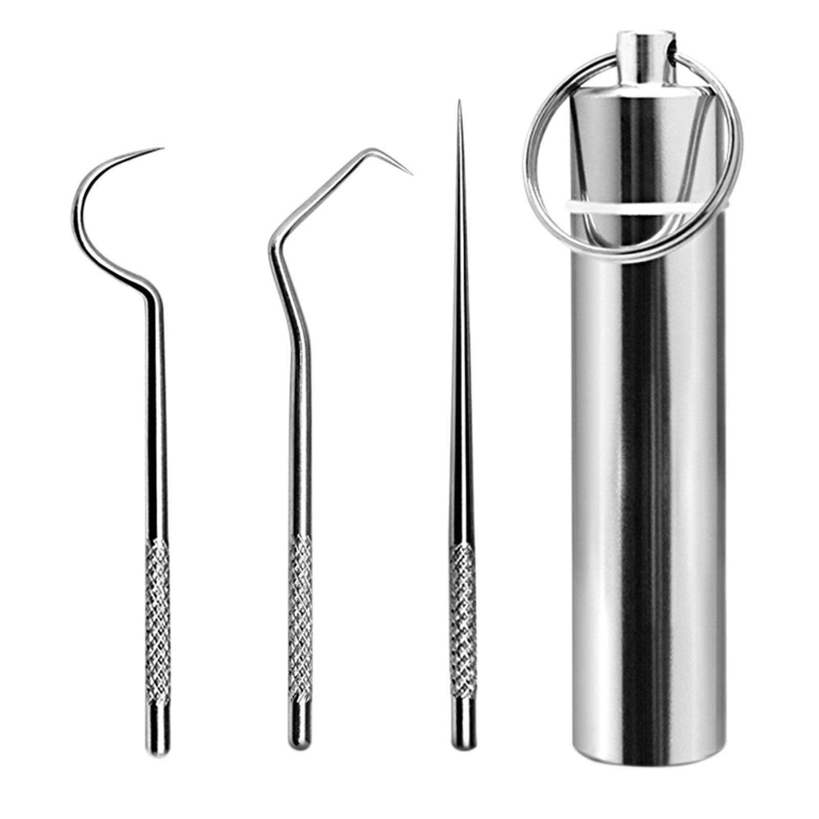 AIXING Portable Toothpicks Stainless Steel Tooth Pick Sticks Pocket Toothpick with lder for Teeth Cleaning & Teeth Care 3 Types