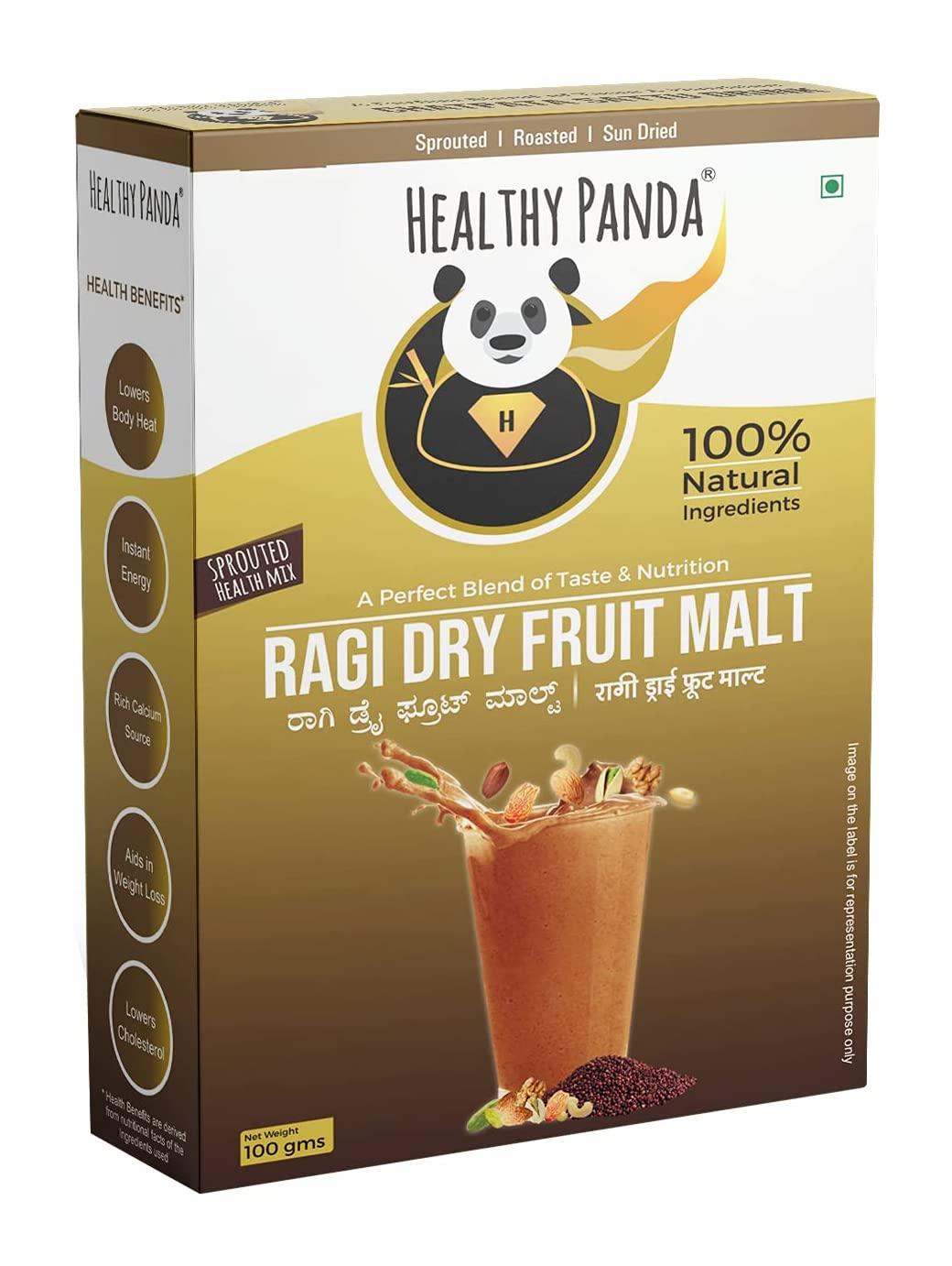 HEALTHY PANDA HEALTHY PANDA Organic Sprouted Ragi Dry Fruit Malt / Sprouted Ragi Health Mix(Health Mix) (Ragi Drink) (Sprouted Millet Mix)- 300 g (100 g x 3)