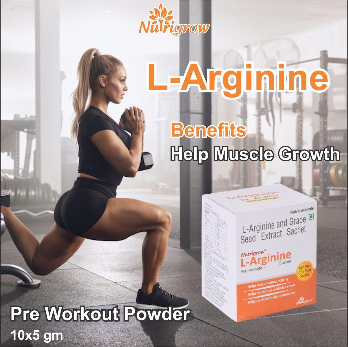 Nutrigrow Nutrigrow L-ARGININE SACHET POWDER (50 g) Pack Of 4 /muscle gainer powder/body builder/for muscle growth/Stamina/Energy & Immunity