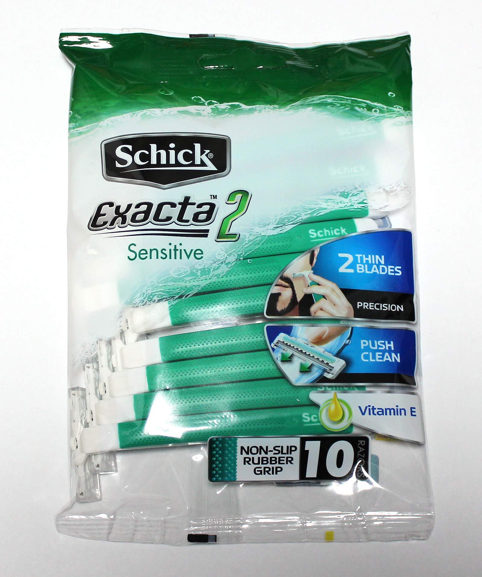 SCHICK Schick Exacta2 Sensitive Disposable Razor, 10 Count( Pack of 2)