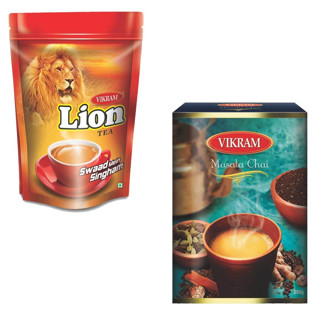 VIKRAM Vikram Tea Combo | Lion CTC Tea 1kg & Masala Chai 250g - 1250g (Pack of 2)