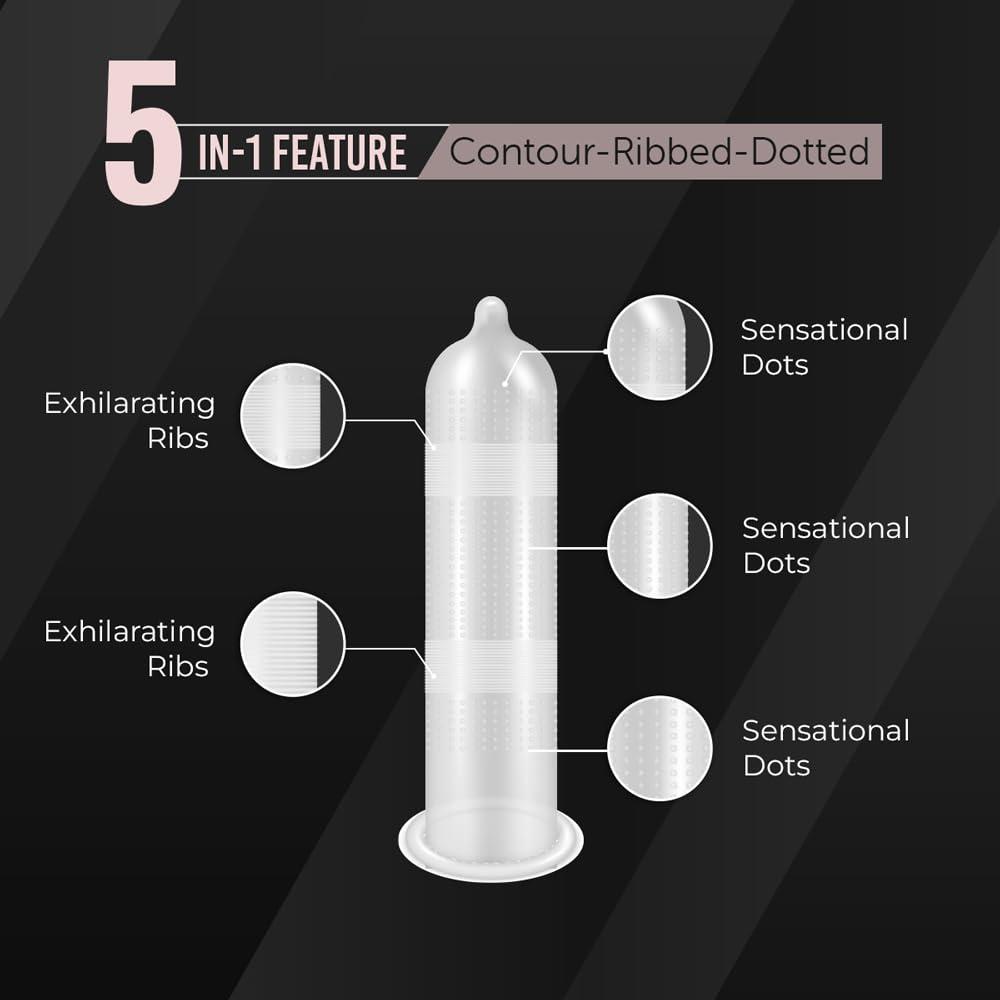 AZISTA AZISTA Dasutra Max Pleasureted Condoms For Men|5 In 1 Multi-Textured Lubricated Condoms|Enhanced Pleasure For Both(Chocolate,3 Count(Pack Of 5))