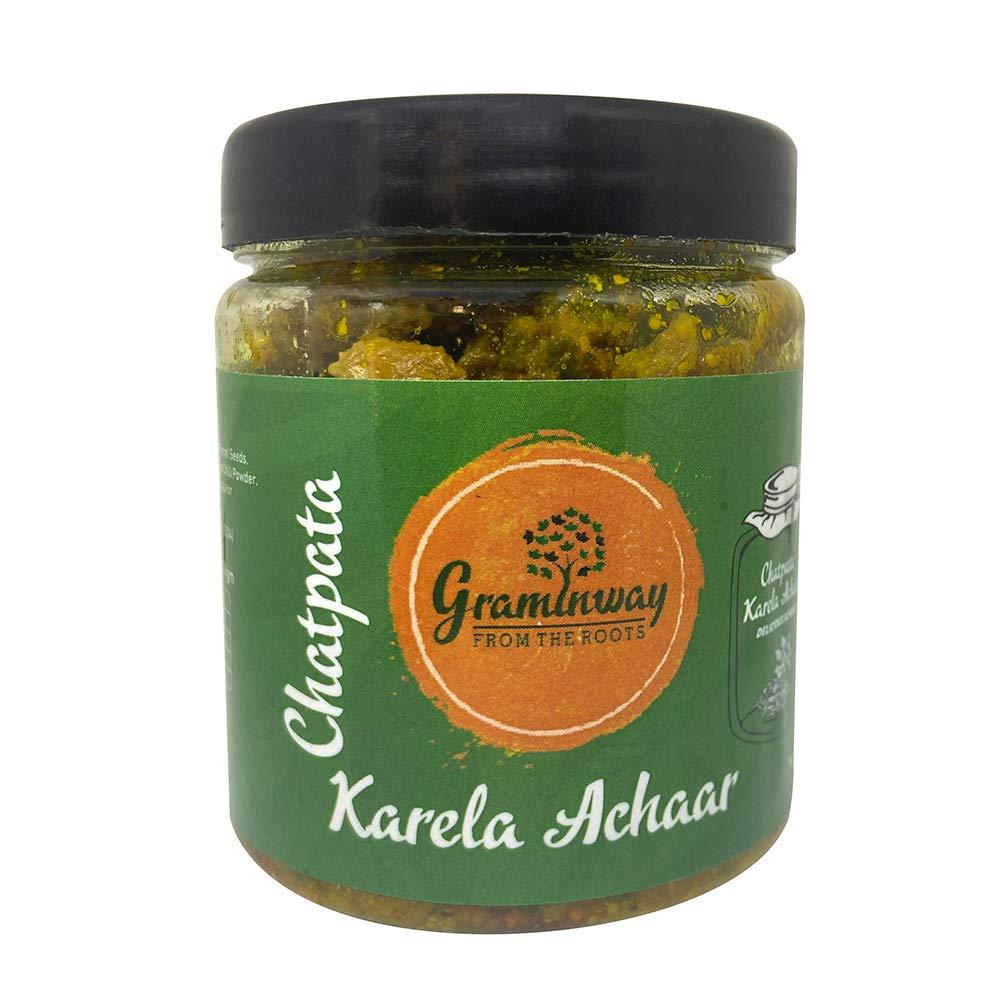 Graminway Graminway Hari Mirchi and Chatpata Karela Achar, 2 x 200 g