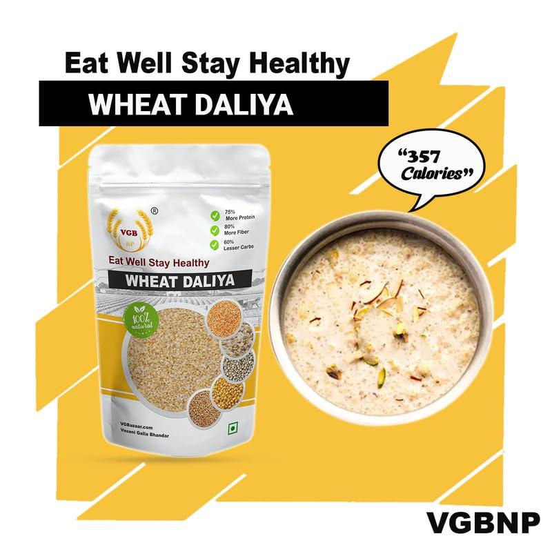 VGBNP VGBNP Vasani-G Natural & Unpolished High Fiber Wheat Dalia (Broken Wheat Daliya) Easy To Cook Wheat Porridge (Gehu Ka Dalia | Crushed Dalia) - 4Kg