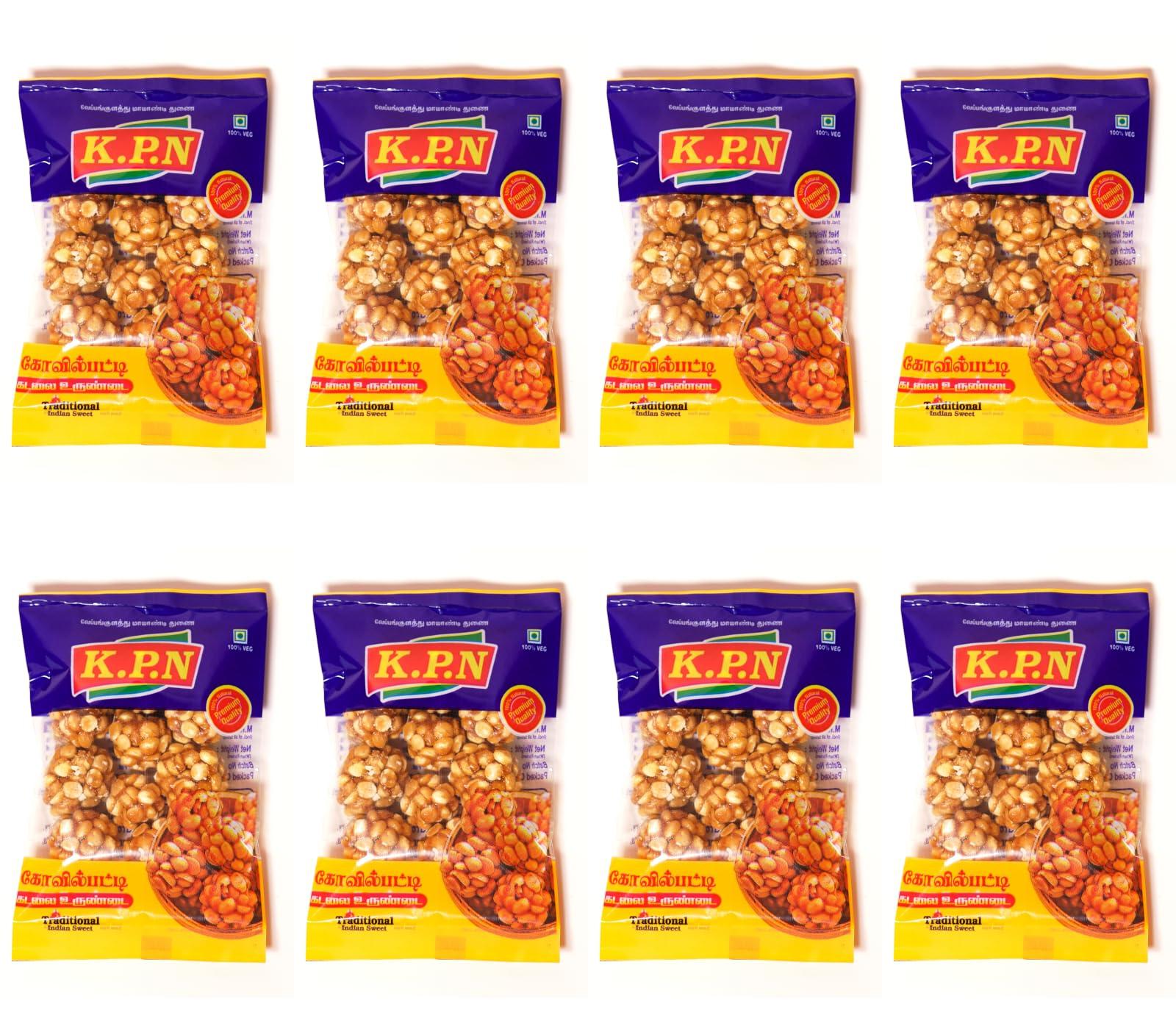 KPN KPN Kovilpatti Pottu Kadalai Urundai Gram Chikki Balls Candy - Burfi - Pack of 8 x 100 gm