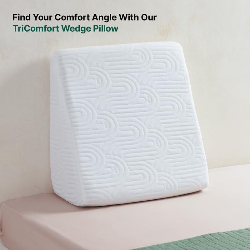 The White Willow The White Willow Bed Wedge Pillow for Back Support & Sleeping, Acid Reflux, GERD, Post Surgery, Memory Foam & HR Foam with Cover, Standard Size Low Height, Multi- (18" L x 18" W x 7" H Inch)