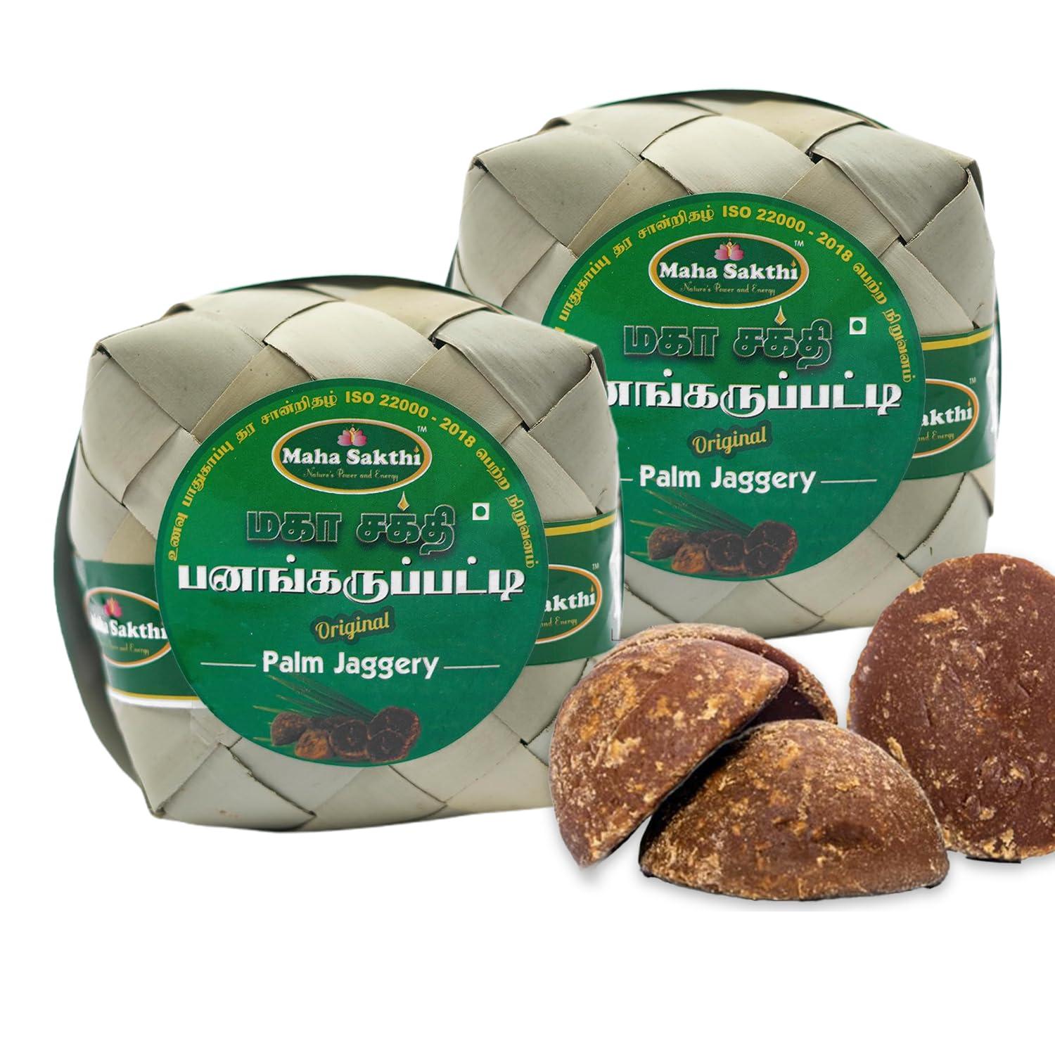 Maha Sakthi Maha Sakthi Origianal Palm Jaggery Panai Vellam - (Panam Karupatti) Pack of 2 (500gm x 2)