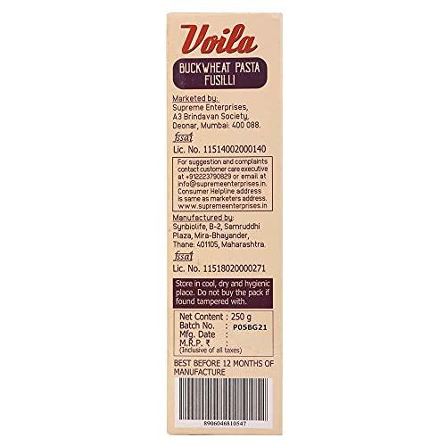 VOILA Voila Buckwheat Pasta 250gm | Gluten Free Pasta | No Maida | High Protein | High Fiber | Healthy Fusilli Pasta