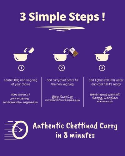 currychief CurryChief Chettinad Curry Paste | Pack of 2 | Just add Chicken and Water | 100% Veg | Chicken Masala | Cook in 10 Minutes | For 500g Chicken |100% Natural | Zero Preservatives | Net Weight 275g | Serves 3-4