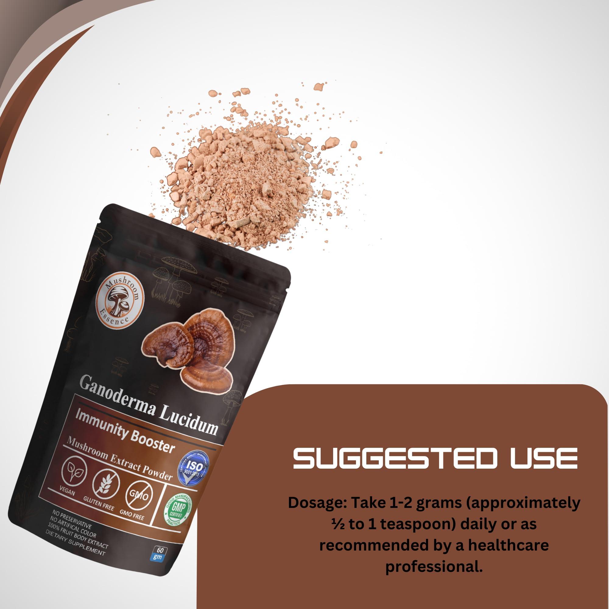 MUSHROOM ESSENCE MUSHROOM ESSENCE Ganoderma Red Reishi Mushroom Powder Extract 60g - Reishi Mushroom Extract for Immune Support and overall wellness