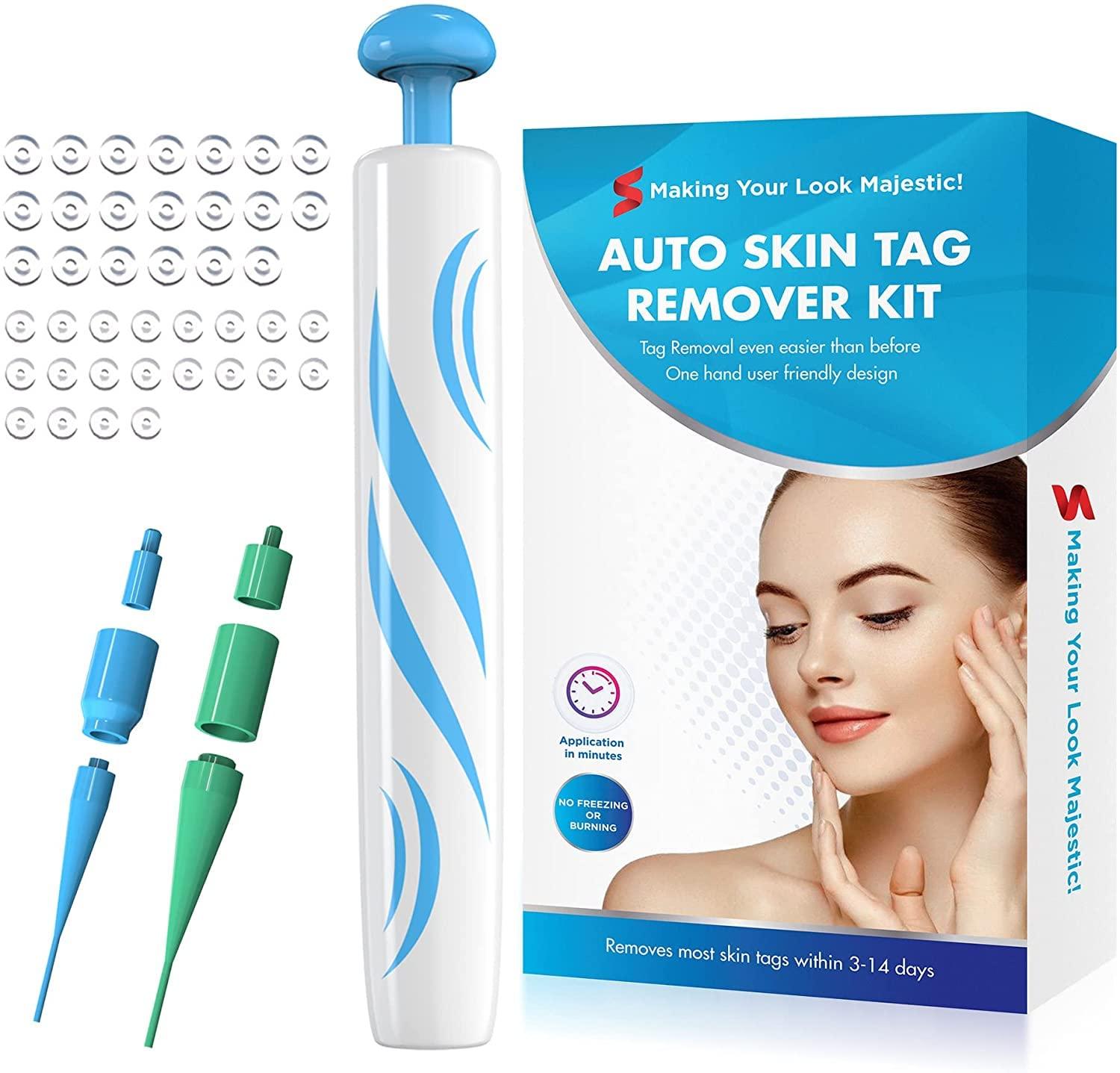 Wifamy Skin Tag Remover,Painless Skin Tag Remover Pen,Skin Tag Removal Kit Tools with 40 Micro and Regular Skin Tag Bands,Easy Skin Tag Remover Device to Remove(2mm-8mm) Skin Tags (2in1 Kit)