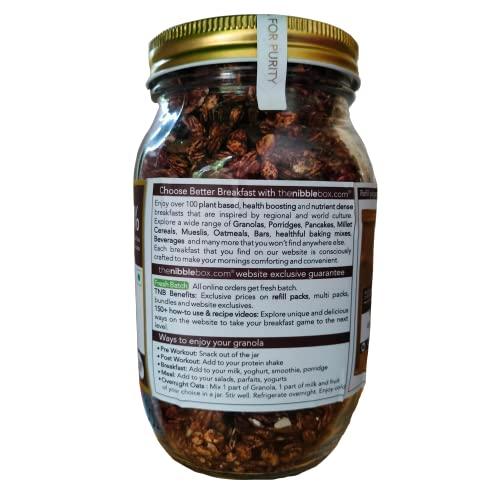 thenibblebox thenibblebox Belgian Dark Chocolate Granola 500g, Jar [34% dry fruits, Gluten free, Plant based/Vegan friendly, No preservatives/additives]