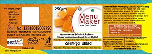 Menu Maker Menu Maker Select Premium Chaltar Achar [Elephant Apple Pickle] and Aamsatter Mishti Achar [Mango Leather/Aam Papad Sweet Pickle] Combo Pack, 250g Each