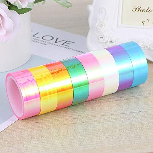 HEALLILY 8pcs Exquisite Paper Tape Unique Label Sticker Stylish Diary Hand Account Washi Paper Tape Beautiful Bronzing Paper Tape for DIY (Colorful Film)
