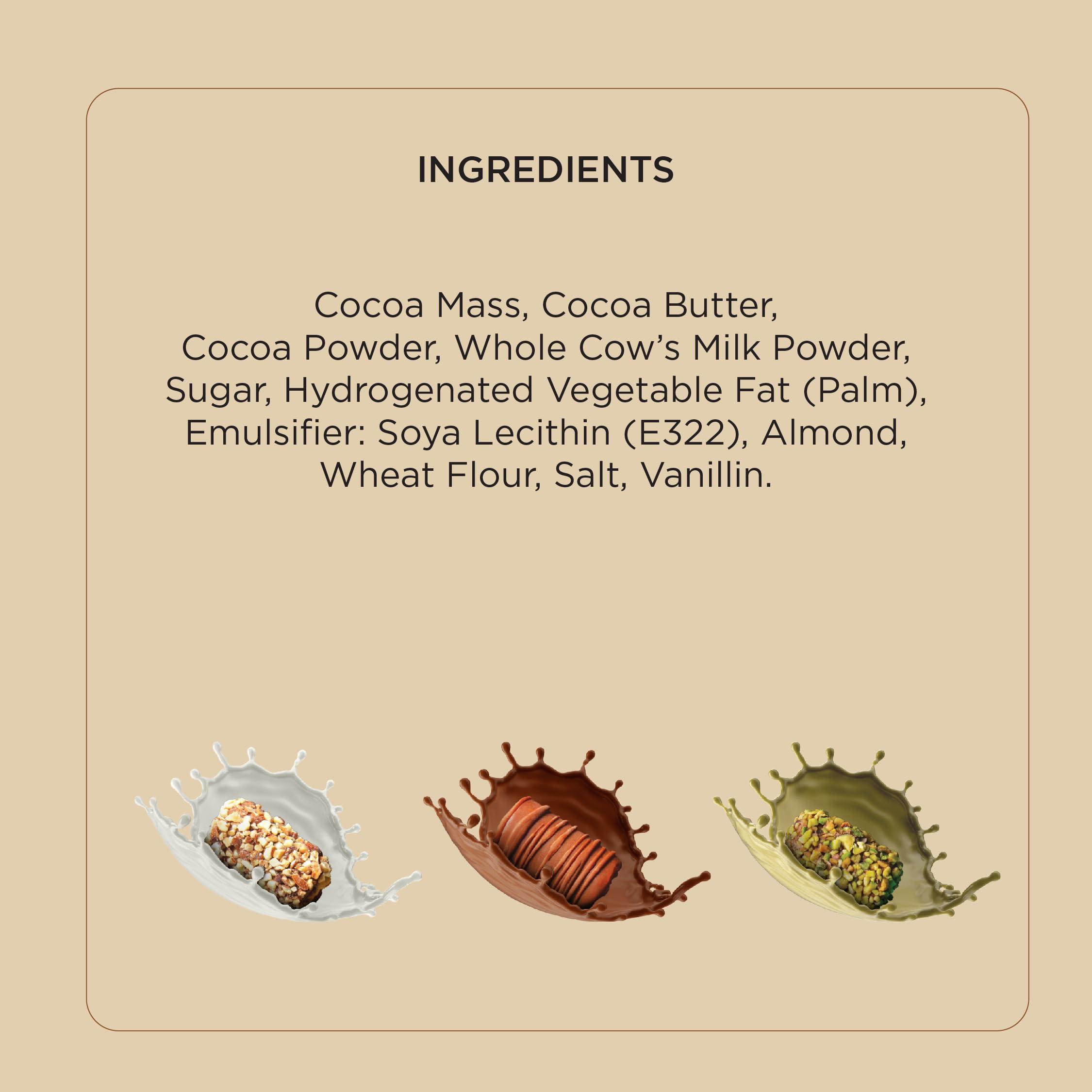 BARQUILLO Barquillo Assorted Premium Chocolate Tin Pack - 10 Pcs (200 gm) | Roasted Almonds, Hazelnut and Pistachio imported | Dubai couverture taste | Raksha bandhan Gift Celebration Independence special