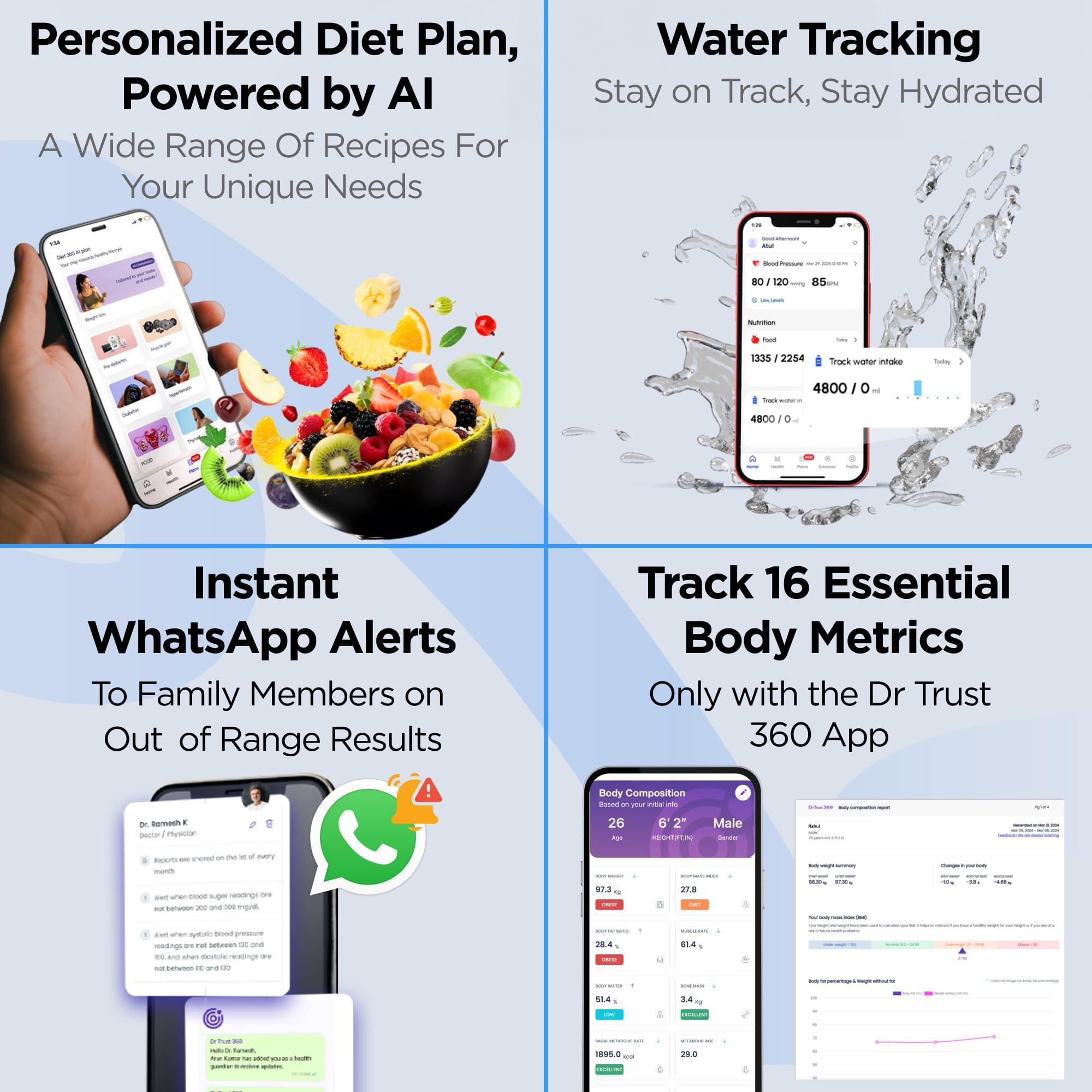 Dr Trust Dr Trust USA Hercules Smart Body Fat Scale & Composition Measurement Device-525, BMI, Personal Weighing Machine Monitor Body Weight & Age, Syncs With Fitness App (Black)