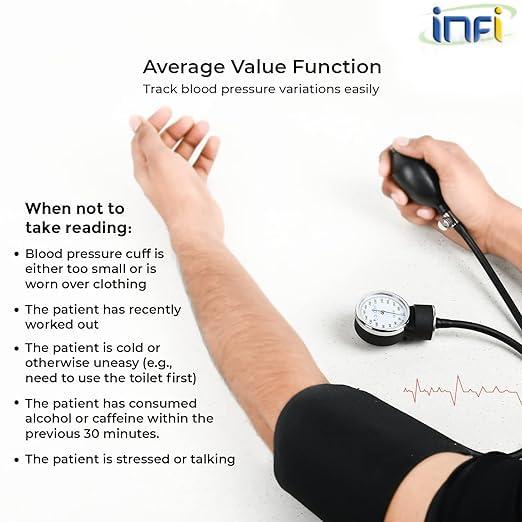 Infi Infi Aneroid Dial Type Sphygmomanometer Blood Pressure Monitor | BP Apparatus Manual | Manual BP Operator | For Precise Measurements | Readable and Clear Dial | 1 Year Warranty | Latex Free Cuff | Imported Bulb For Medical Professionals