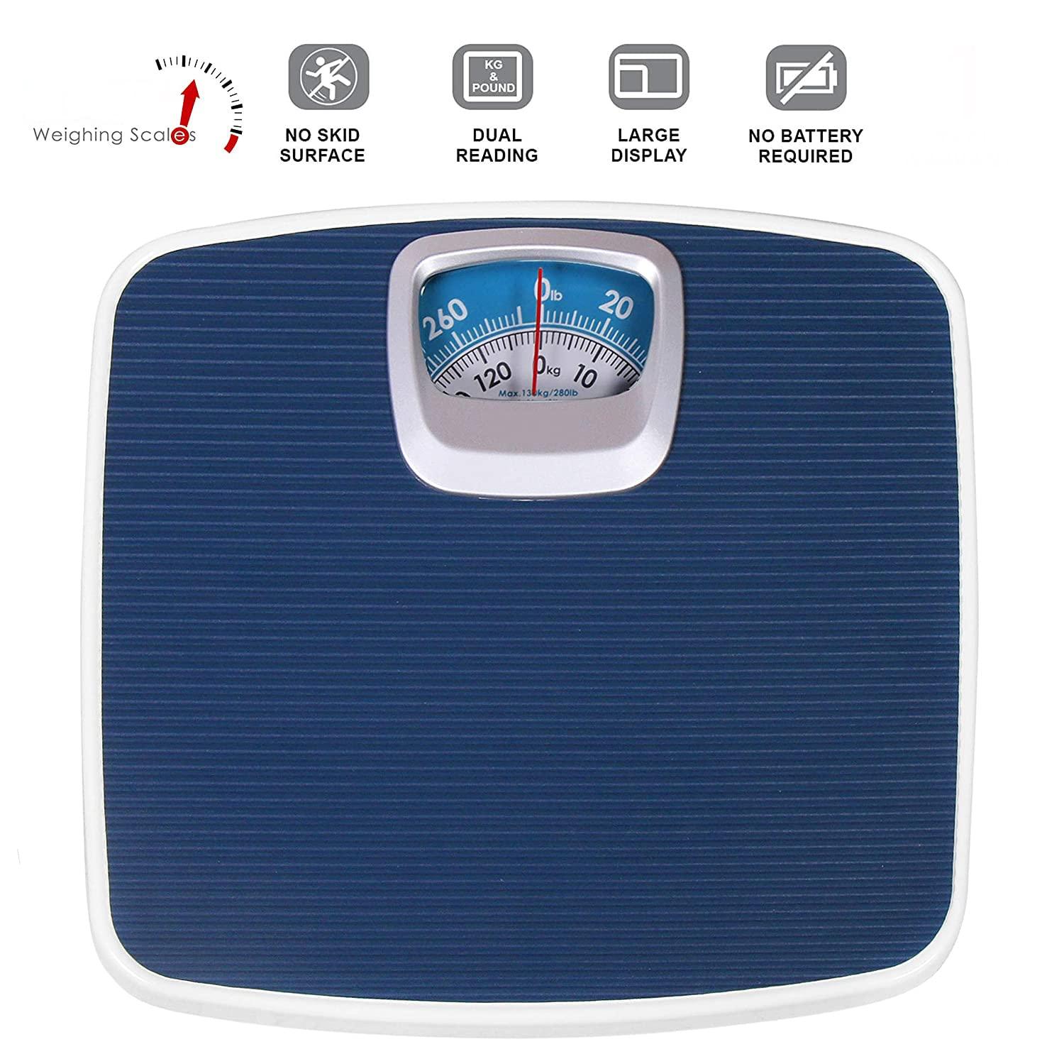 ACU-CHECK ACU-CHECK Analog Body Weight Scale | Mechanical Scale | 286 lbs 130 kg Capacity | Non-Skid | Simple Dial Calibration Bathroom Body Scale, Gym Weight Scale (Blue)