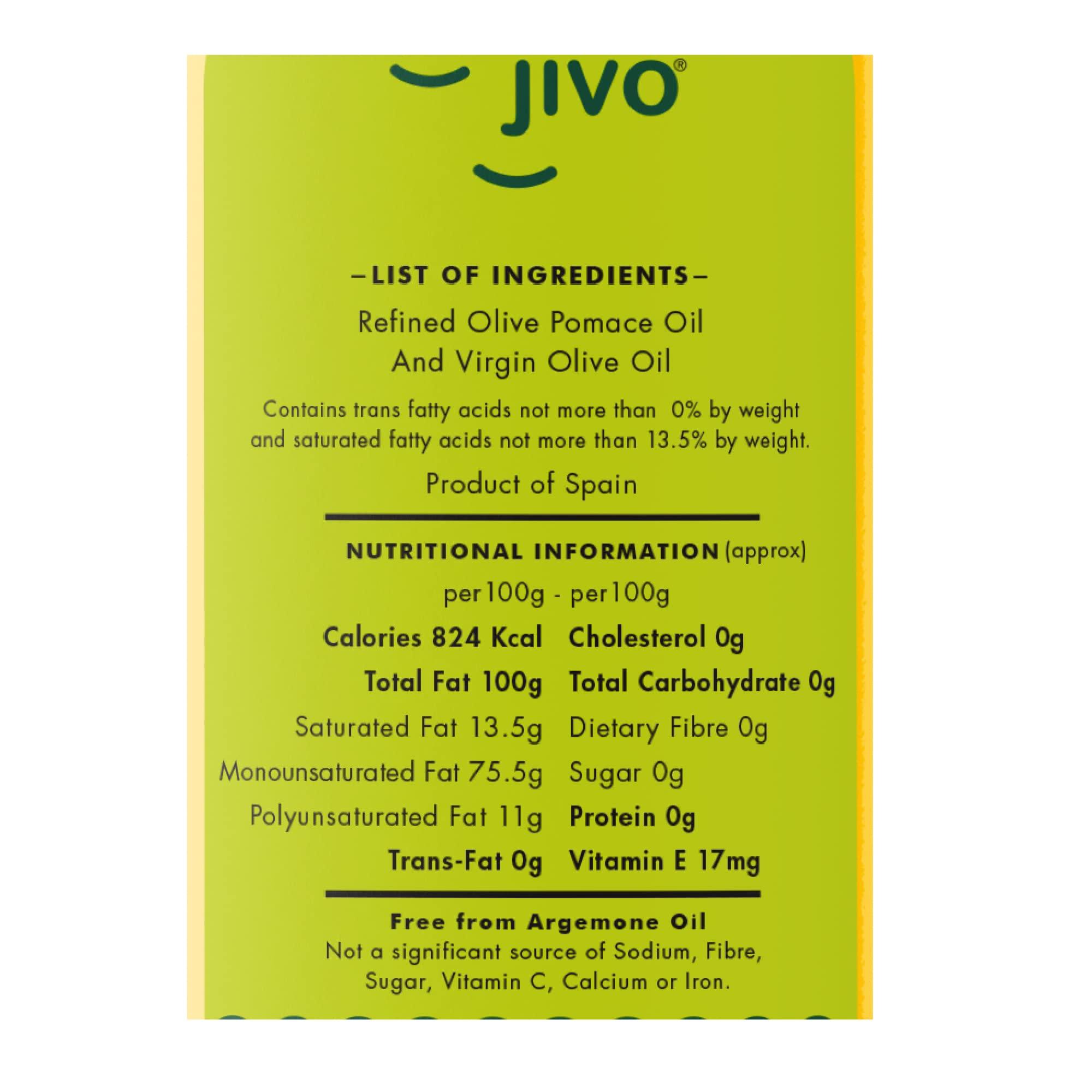 JIVO Jivo Pomace Cooking Olive Oil Pack of 6 Litres (5L Tin with 1L Pet Bottle) | Ideal for Roasting, Frying, Baking All type of Cuisines| Healthy Cooking Oil for Daily use |