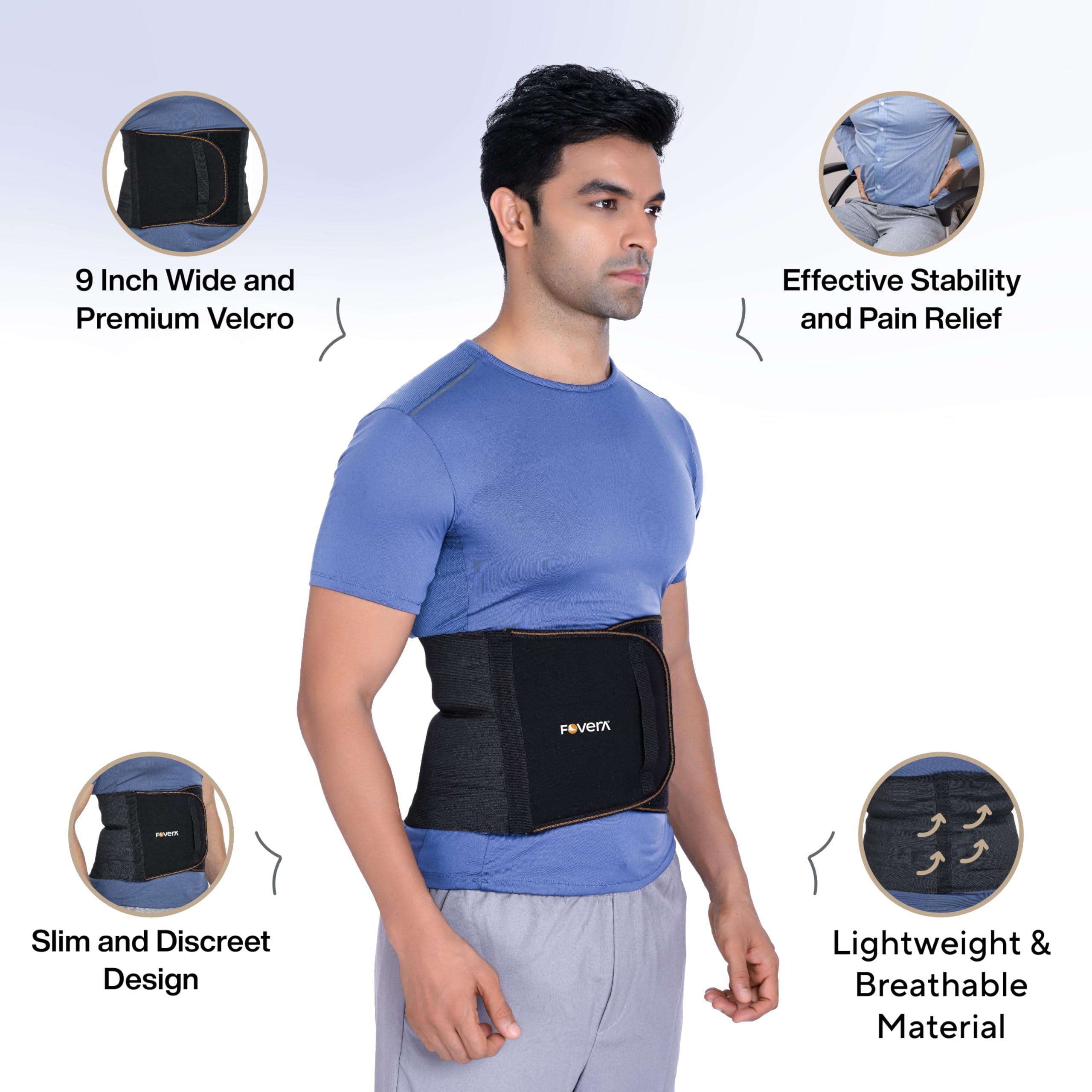 FOVERA FOVERA Abdominal Belt 9 Inch, Ideal for Lower Back Pain Relief, Slimming Waist, Post Delivery for Tummy Reduction, Breathable Material For Men & Women (Size - L, 1 Unit)