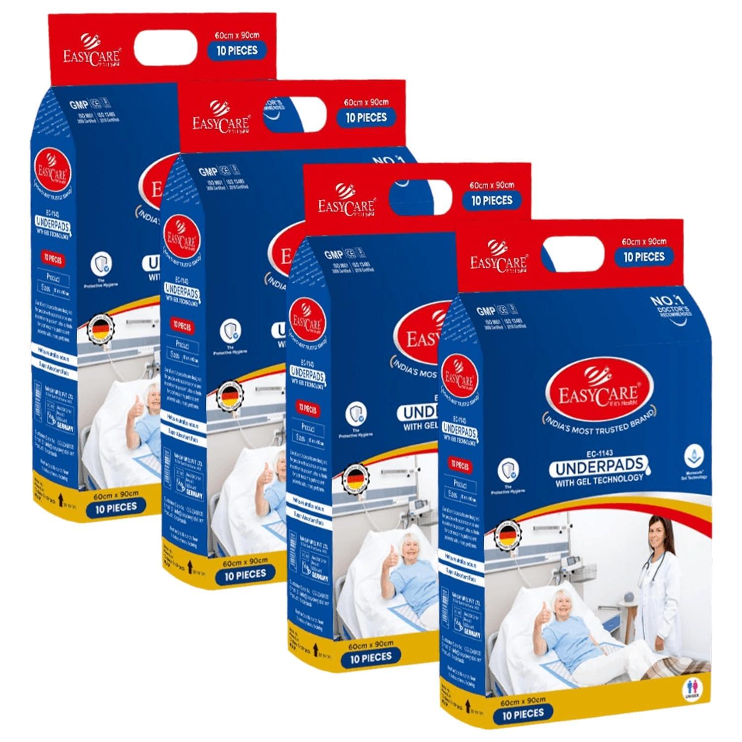 EASYCARE EASYCARE Unisex Skin Friendly Cotton Underpads, Made In India, 60 X 90 Cm, Pack Of 4 (40 Units)