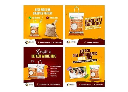 Befach 4x Befach Fortified Low GI Rice | Free of Pesticides, Non GMO, Certified Low GI & Low Sugar White Rice Perfect for Diet & Diabetic Patients | 4.5 kg (Pack of 3)