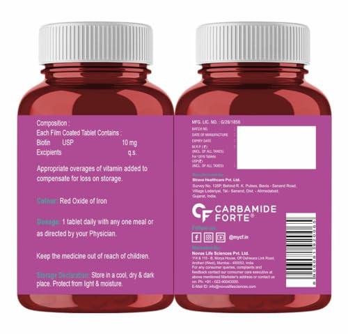 Carbamide Forte Carbamide Forte Biotin 10000mcg | Biotin Tablets for Hair Growth | Biotin Supplement for hair, skin, and nails | Hair Vitamins for Men & Women | 120 Tablets