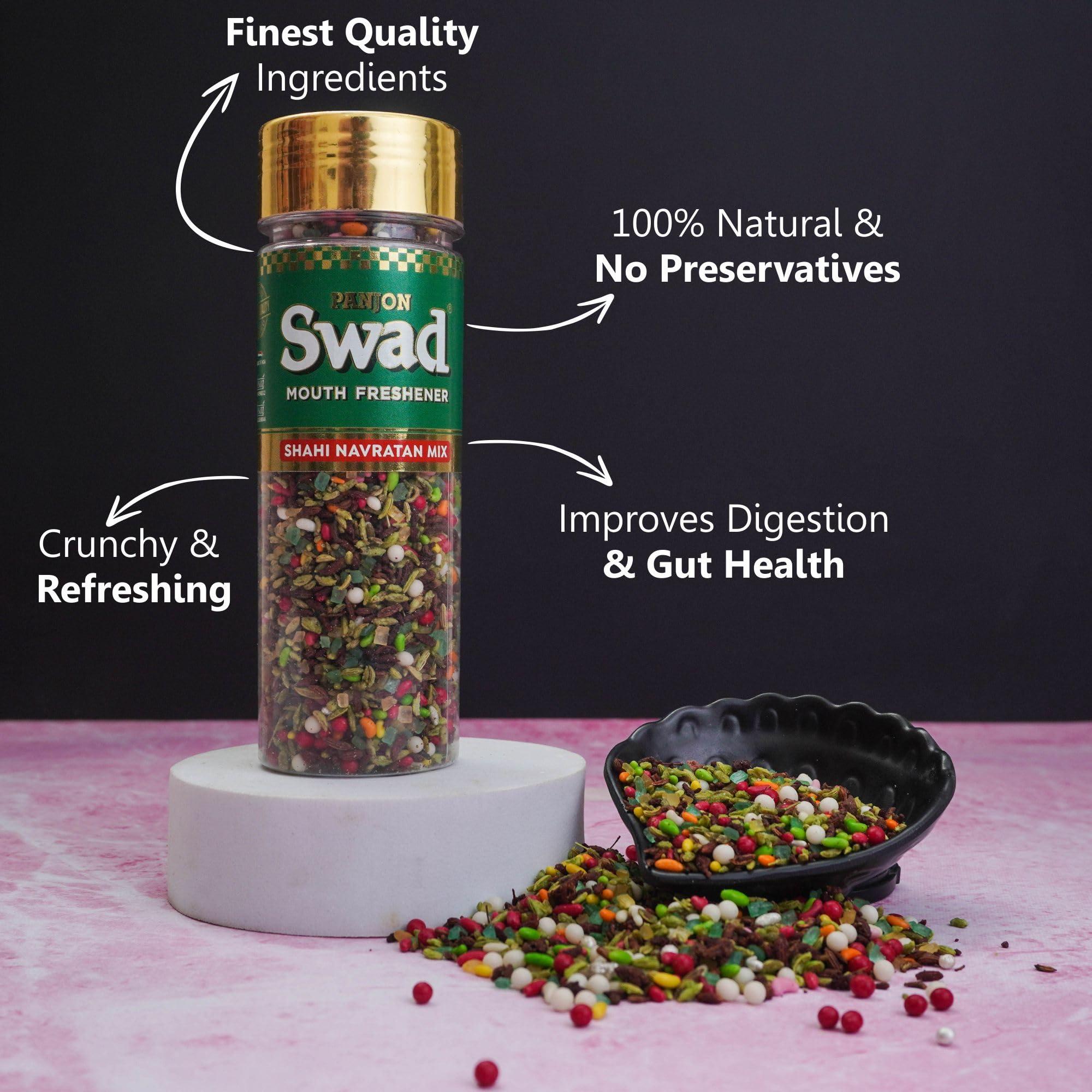 PANJON SWAD Panjon Swad Navratan Mix Mukhwas (Pack Of 2 X 140 Grams) | Digestive Mouth Freshener | Hygienically Packed Traditional Pachak | Tasty Mouthfresheners | After-Meal Snack | Dry Mukhwas.