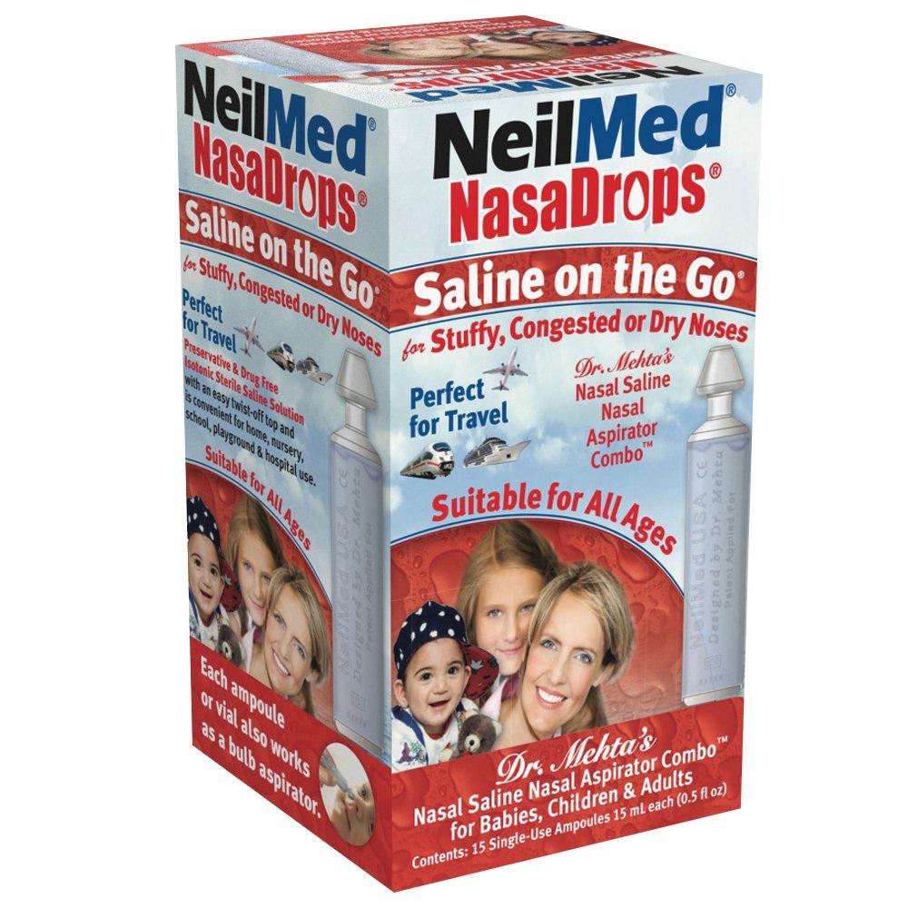 NeilMed Neil Med Nasa Drops Saline Vials, 15 Single-Use Ampoules, 0.5 Fl Oz