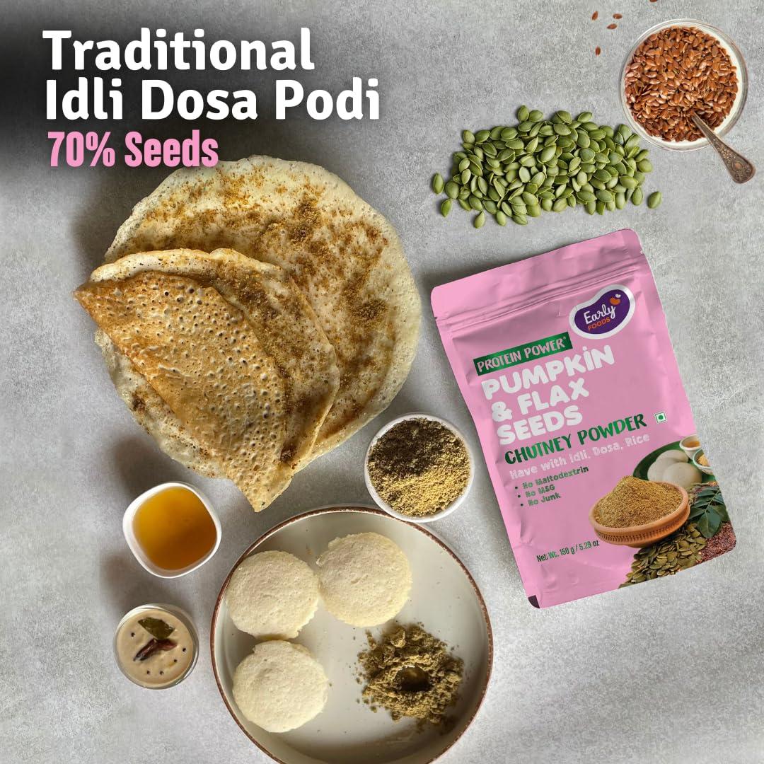 Early Foods Early Foods - Pack of 2 Pumpkin Seeds and Flax Seeds Chutney Powder | Instant Chutney Podi | Idli Dosa ChutneyPodi150g