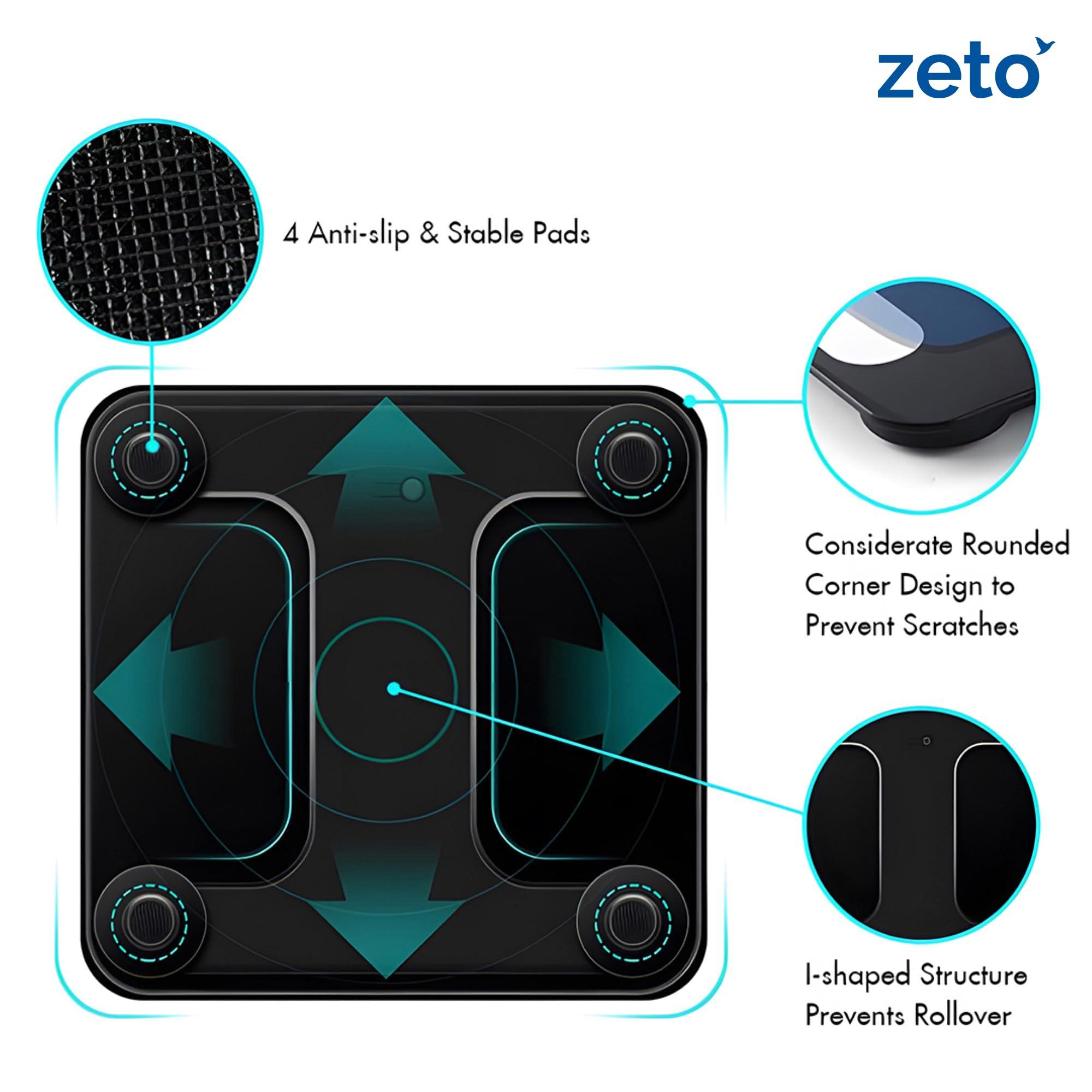 ZETO ZETO Bluetooth Digital BMI Weight Scale with Body Fat Analyzer and Fitness Tracker - Smart Scale Plus for Effortless Weight Loss Journey (XL)