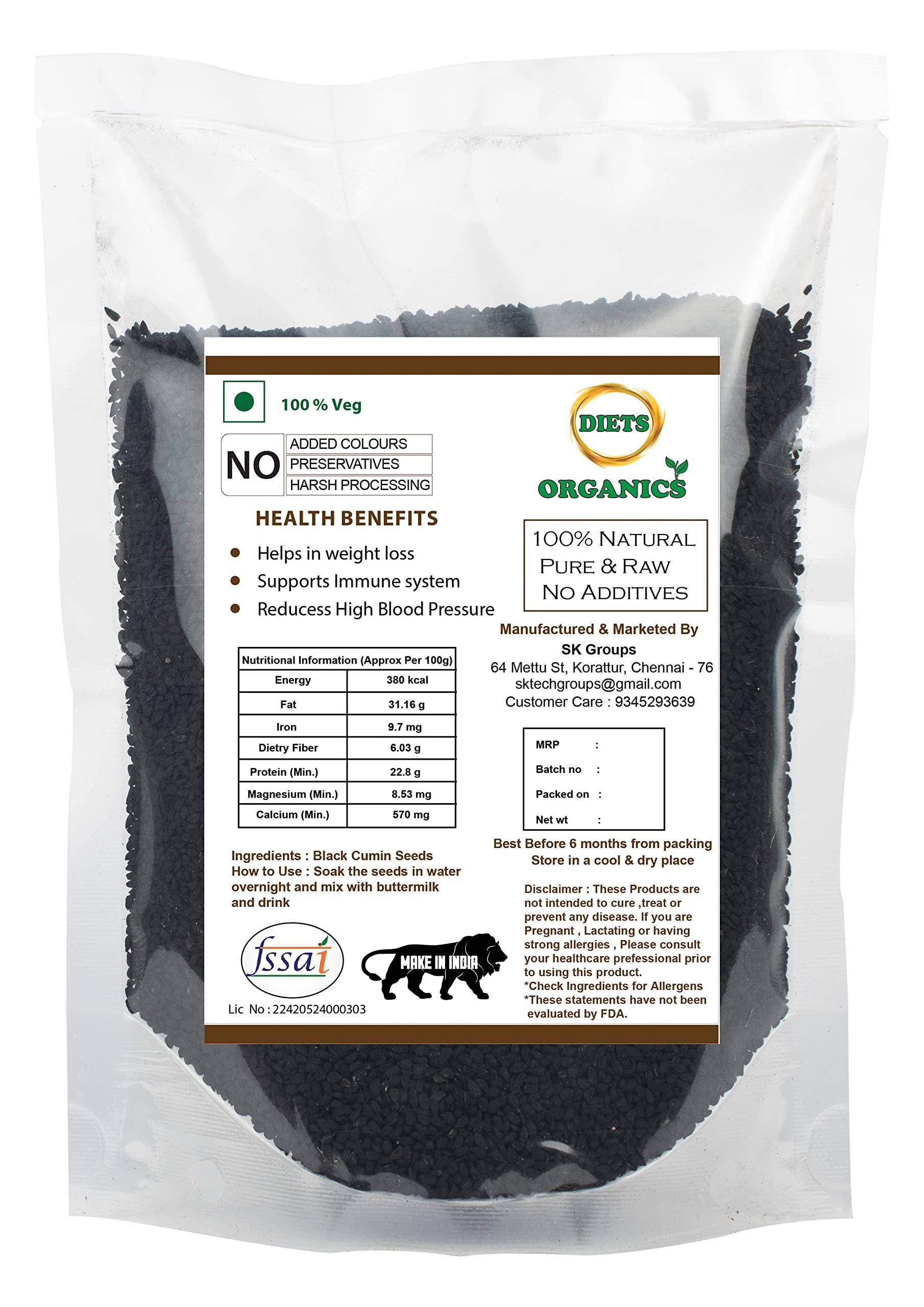 DIETS ORGANICS Diets Organics Black Cumin seeds -250 g, karunjeeragam, kala jeera, kalonji seeds- 250 grams pack of 1