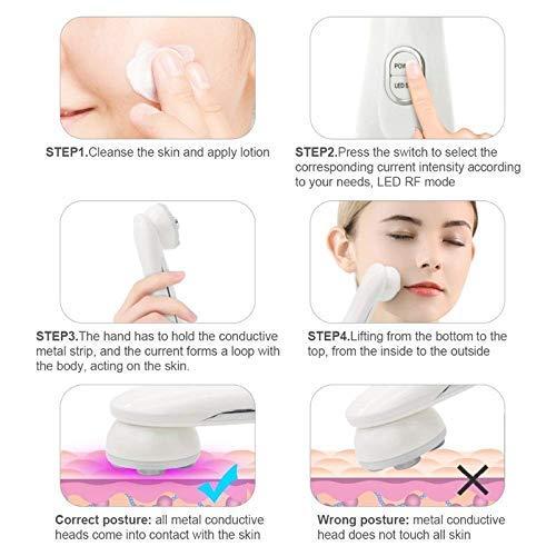 4beauty Therapy 5 In1 Facial Corded Electric Lifting Machine, LED Light Therapy Wrinkle Remover Skin Tightening Anti Aging Skin Rejuvenation Massager 5 in 1 RF EMS Beauty Device for Women