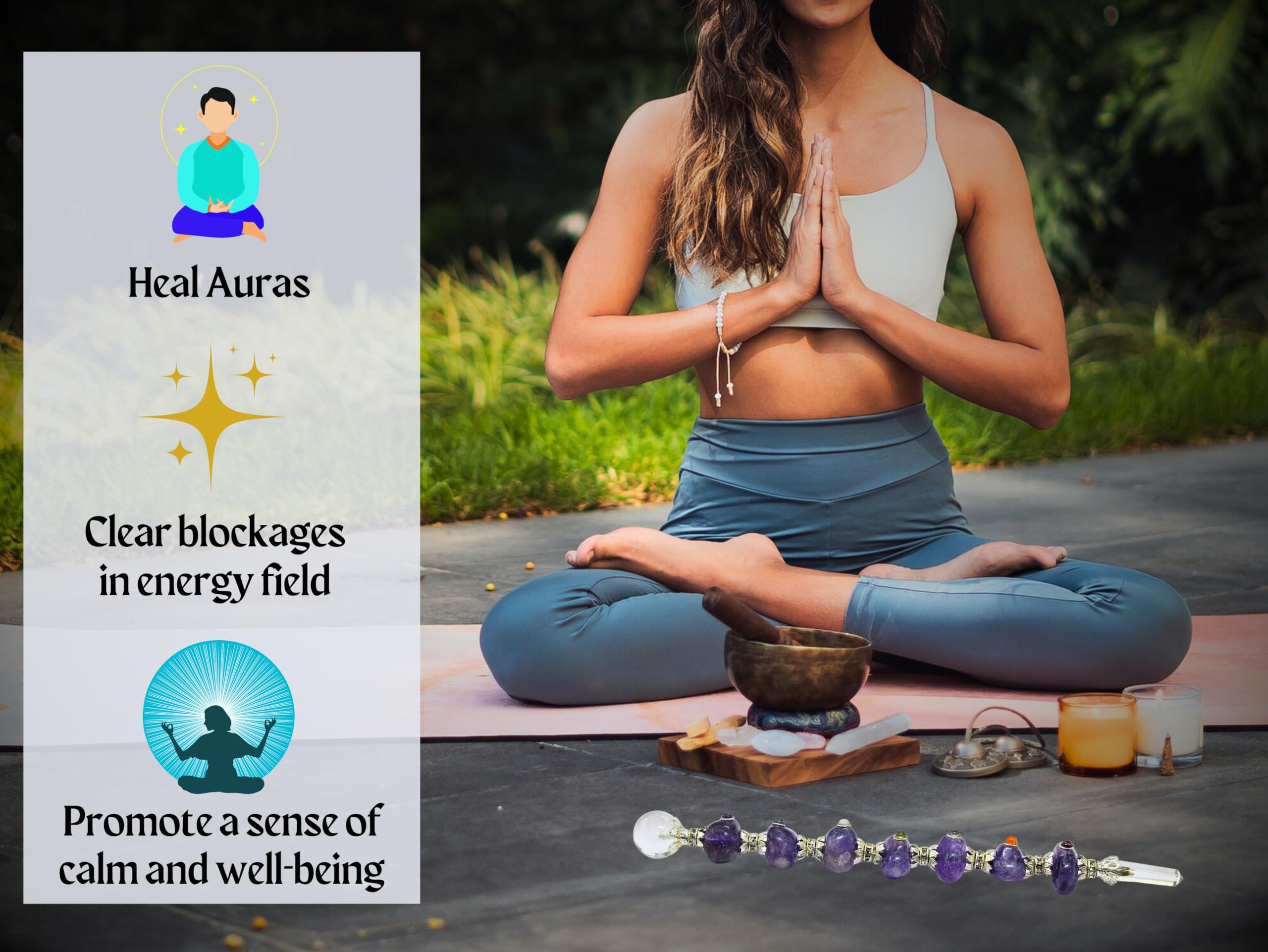 Crystal Heaven Crystal Heaven Certified Chakra Wand Healing Crystal Wands-Amethyst Tumbled Stones Crystal Wand For Meditation,Healing,Yoga,Magic And More-Crystals And Healing Stones Gift