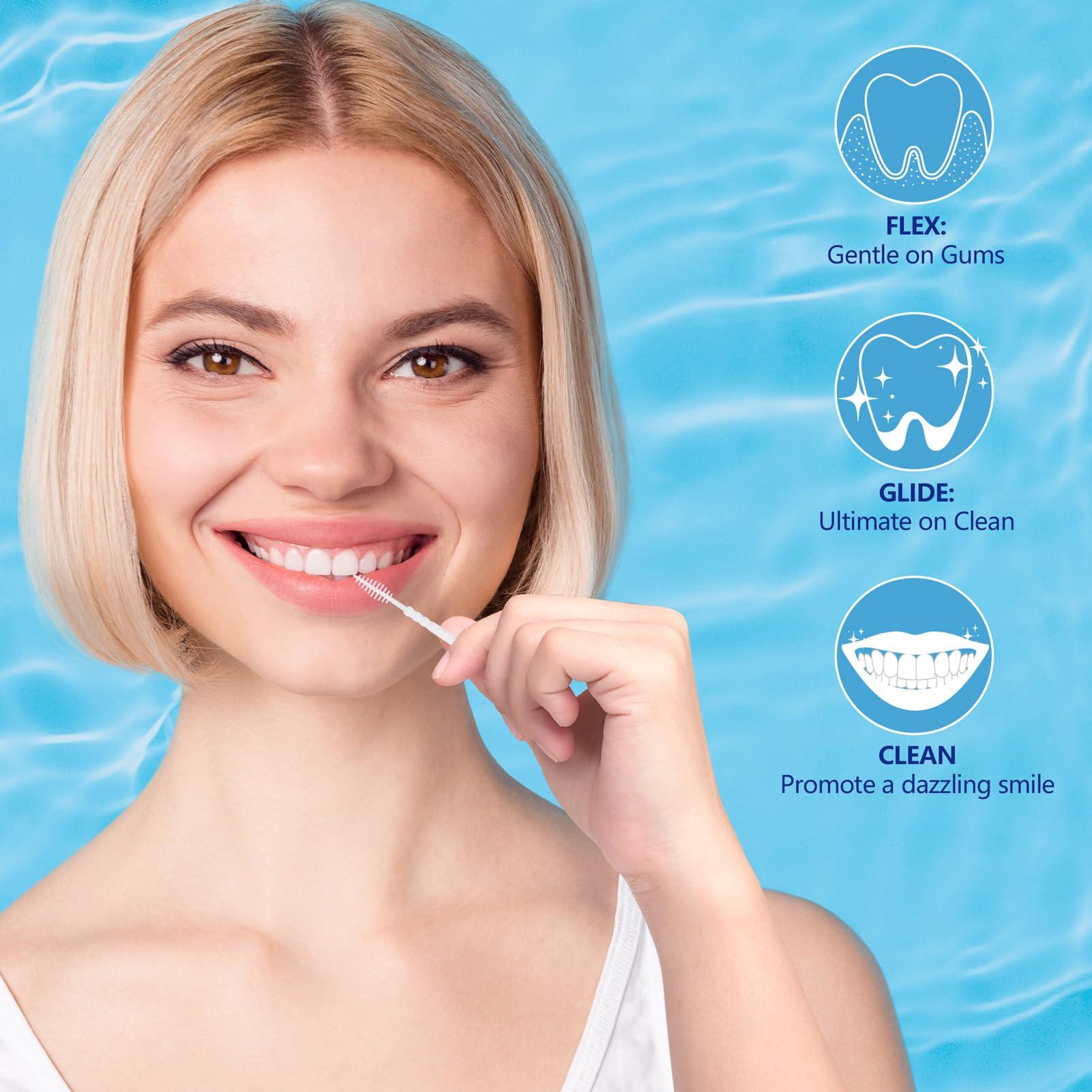 DanTicy DanTicy Adult Manual Brushpicks Interdental Toothpicks,Soft Bristle Dental Floss Picks Toothpicks,Helps Removes Plaque And Debris Between Your Teeth 300Pcs (Pack Of 1),White