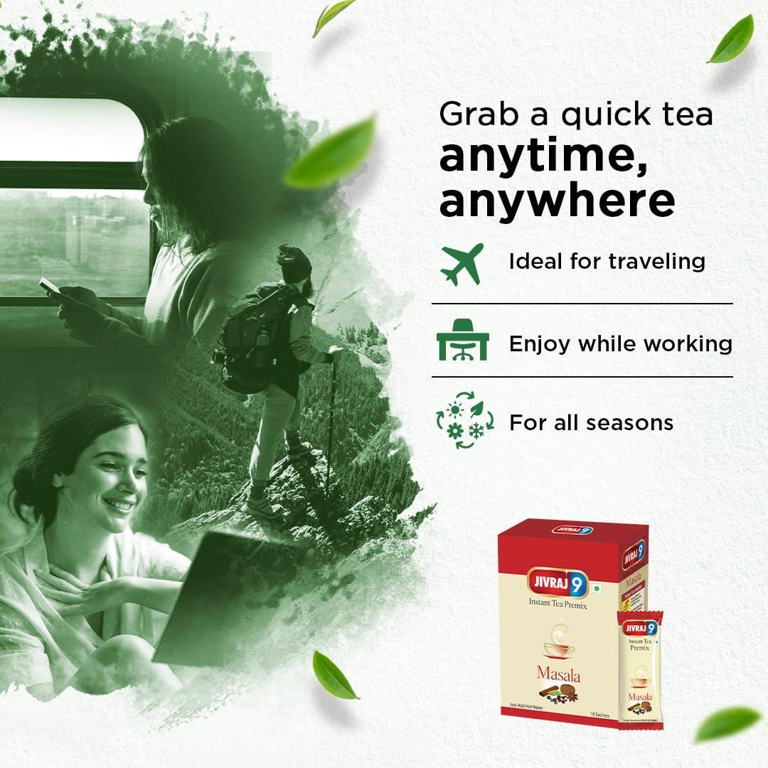 Jivraj 9 Jivraj 9 Instant Tea Premix, Masala Chai Premix, Masala Tea Flavour, 150 gm, 10 Sachets, Pack 1