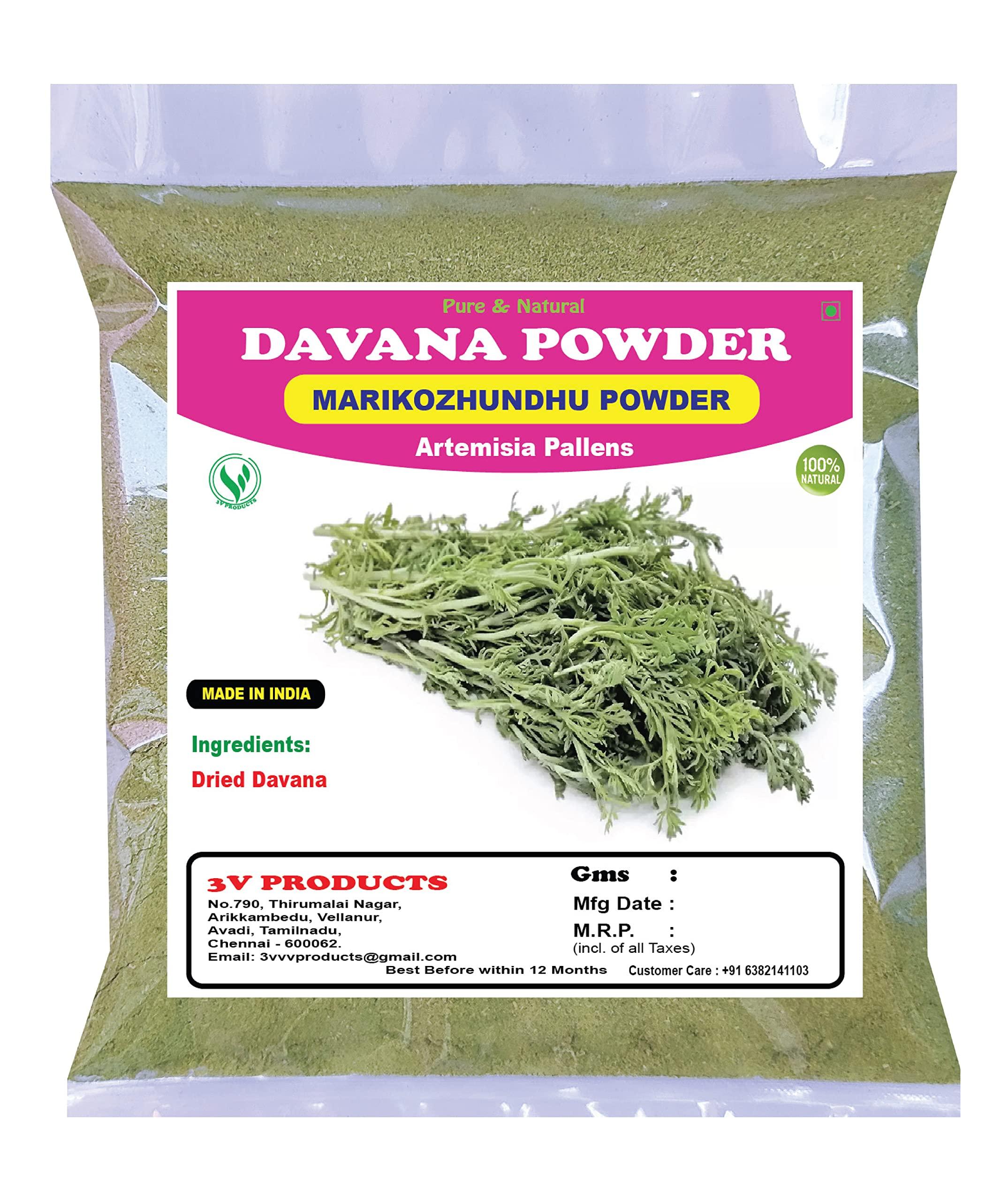 3V PRODUCTS 3V PRODUCTS Davana Powder 400g | Marikozhundhu | Davanam | Artemisia Pallens (Pack of 4x100g)