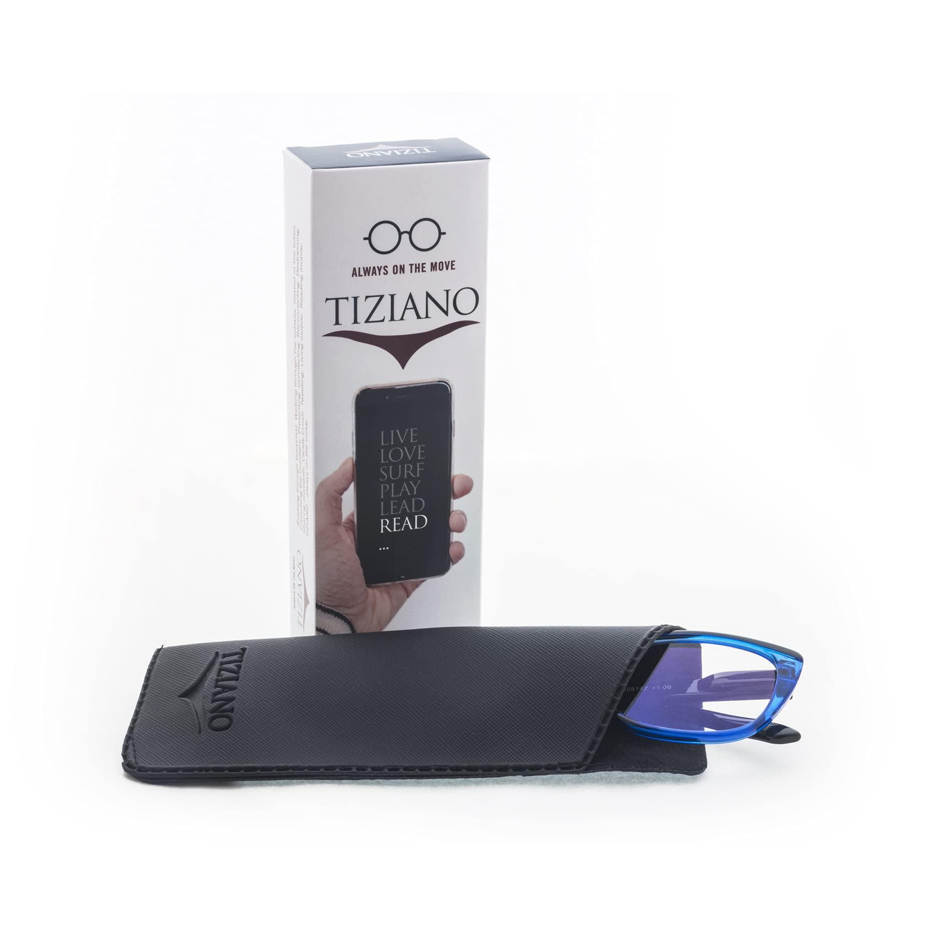 TIZIANO TIZIANO New Age Reading Glasses with Spring Hinge (Model: 205142 Transparent Crystal with Black Sides +1.25 with Cat Eye shape)