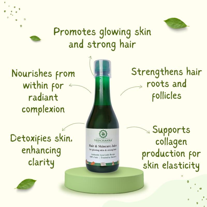 Vedchakra Vedchakra\'s Hair and Skin Care Juice - 500 ml | Amla, Bahera, Harad, and Tulsi for Glowing Skin and Strong Hair | Formulated & Trusted by Ayurvedic Doctors (Pack of 3)