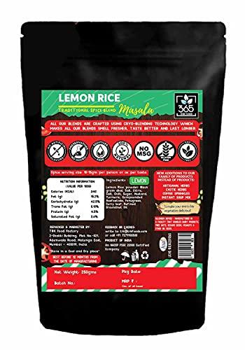365 STORE TO DOOR 365 STORE TO DOOR Indian Spice - Lemon Rice Masala, 250 gm | Homemade Powdered | for Healthy Cooking | Ready to use | All Seasonings Spices | Pure & Hygiene | Spice Mix – Pack of 1
